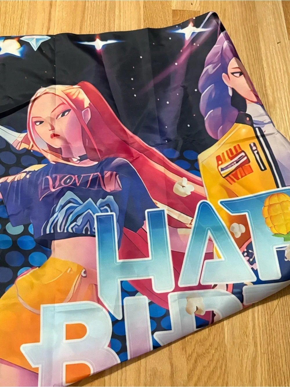 K-Pop Demon Hunters Happy Birthday Backdrop Banner Fabric Large Wall Hanging
